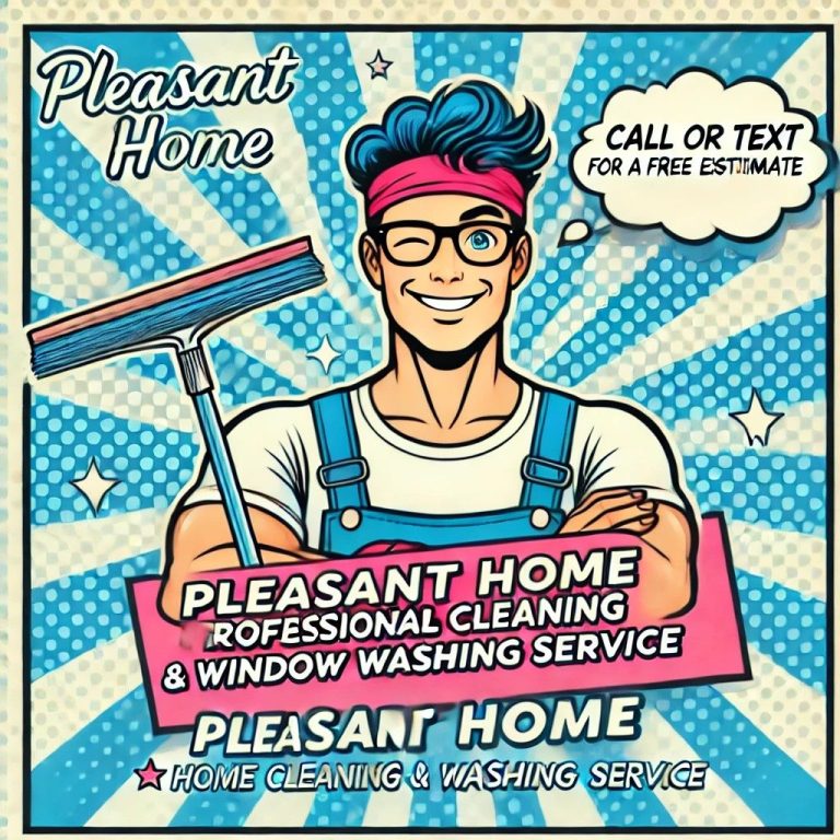 Smiling window washer from Pleasant Home Cleaning advertising expert house cleaning in Dana Point.