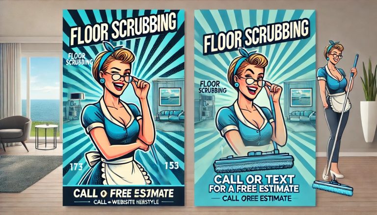 Smiling maid from Pleasant Home Cleaning advertising expert floor cleaning in Dana Point.