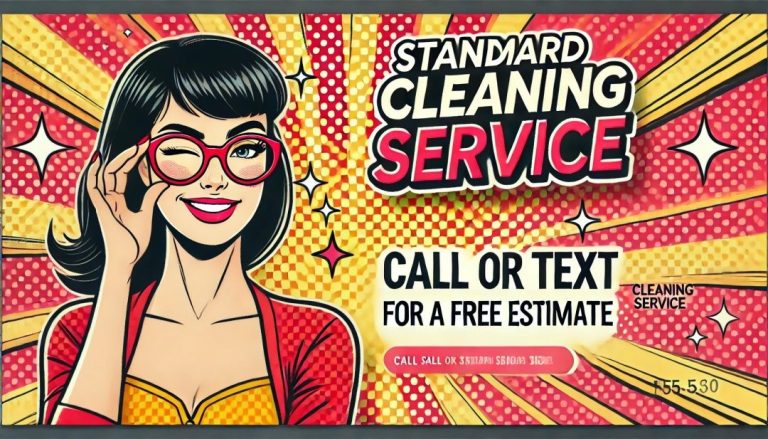 A smiling maid from Pleasant Home Cleaning and Window Washing Service is advertising professional cleaning house cleaning service